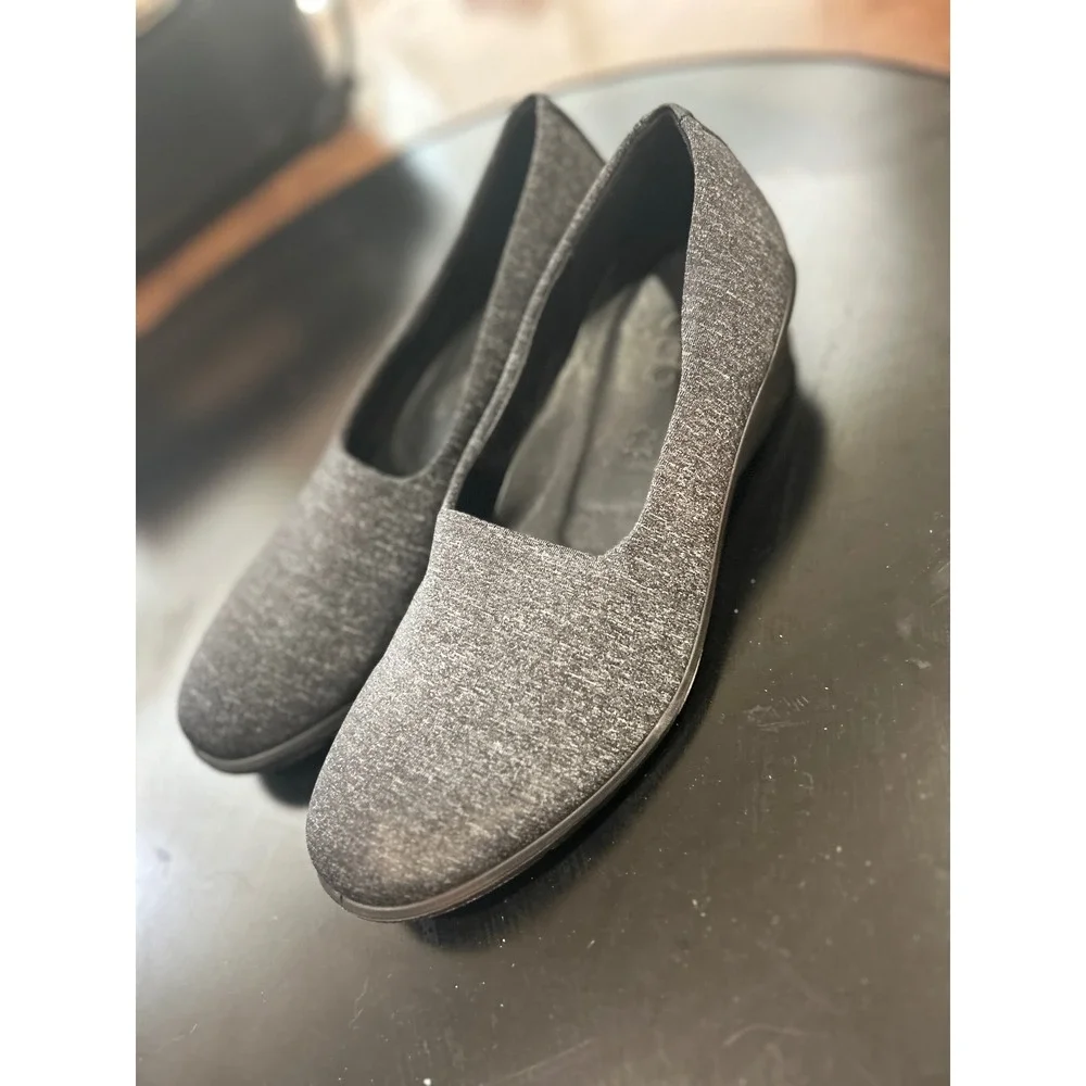 ECCO Soft 7 Wedge Pump Women 38 Charcoal Gray Excellent Slip On Low Heel